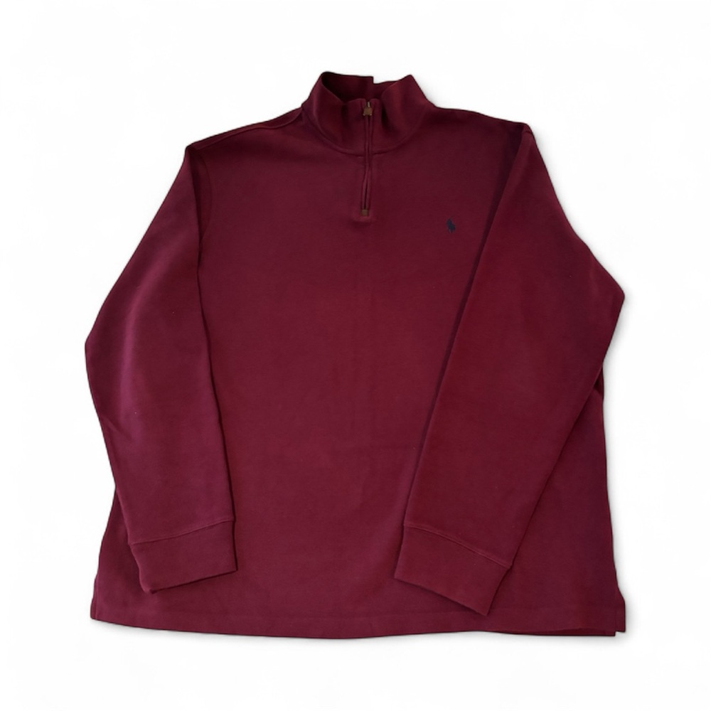 Polo Ralph Lauren Men  1/4 Zip Pullover Sweater Maroon  XXL  Long Sleeves Cotton